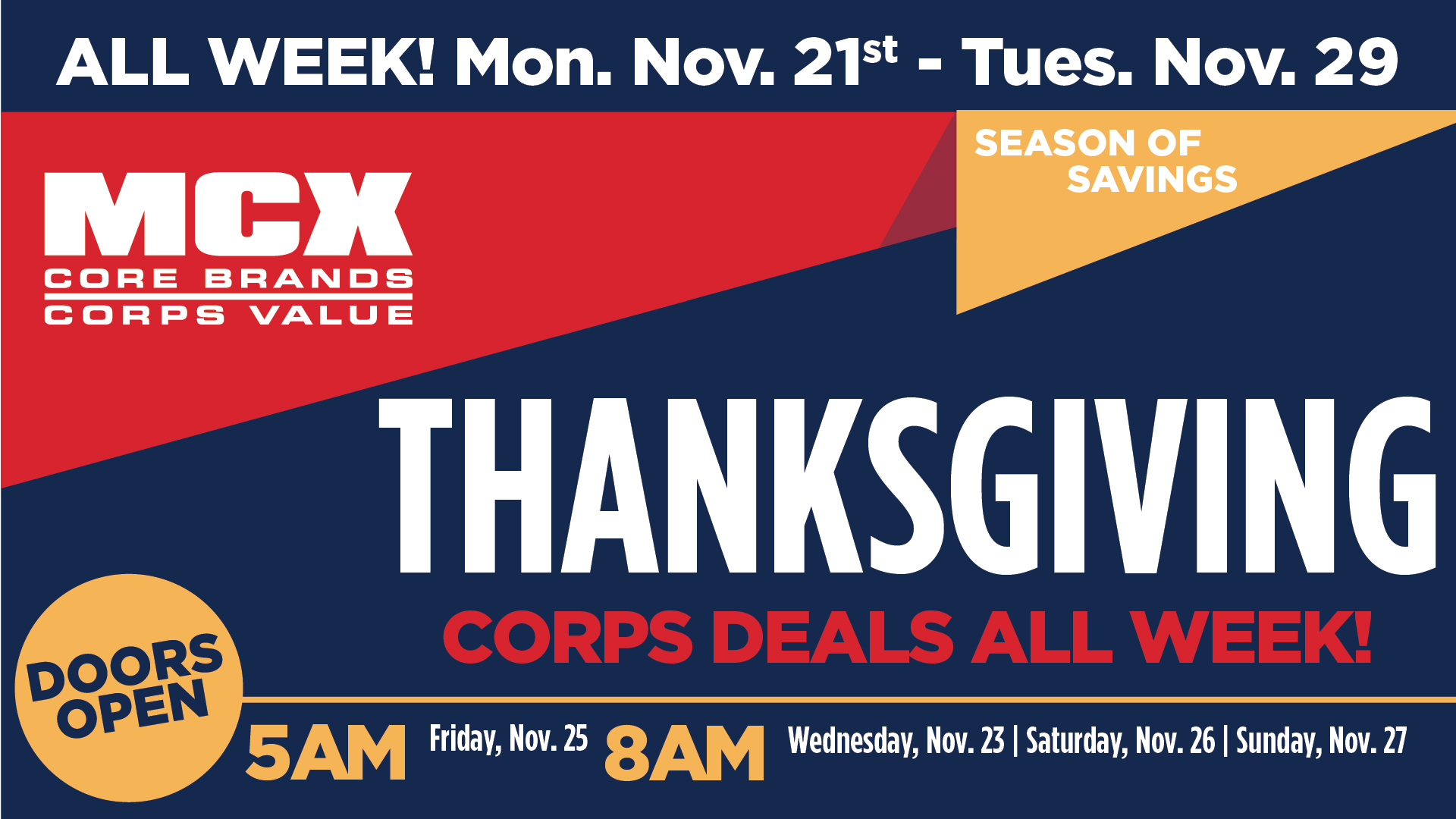 MCX Thanksgiving Sale